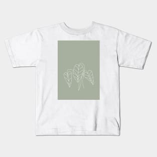 Boho, Sage Green Decor, Line Art, Botanical Kids T-Shirt